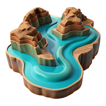 beautiful traditional A Winding River Through a Canyon Aerial original png