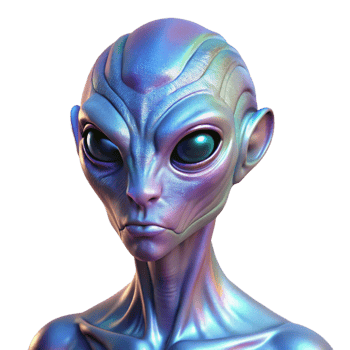 vibrant vintage A Close Up Portrait of an Alien with Irid authentic png