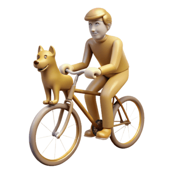 wonderful modern Man Cycling with Dog Silhouette png