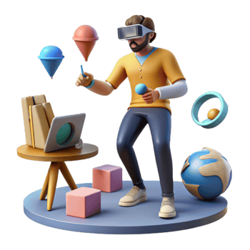 stunning traditional Man Designing in Virtual Reality Space Cutout authentic png