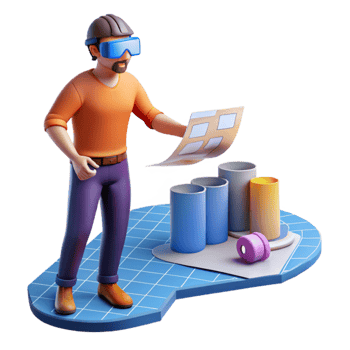 stunning artistic Man Designing in Virtual Reality Space Cutout high resolution png