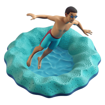 elegant modern Man Diving Into Turquoise Water Cutout authentic png