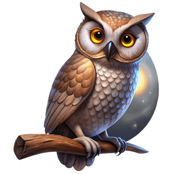 vibrant creative A Wise Old Owl Perched on a Branch Moonli original png