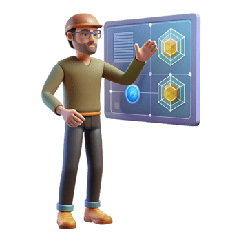 wonderful artistic Man Interacting with Virtual Interface Cutout high resolution png