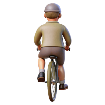 magnificent minimalist Man on Bicycle Back View Transparent Element high resolution png
