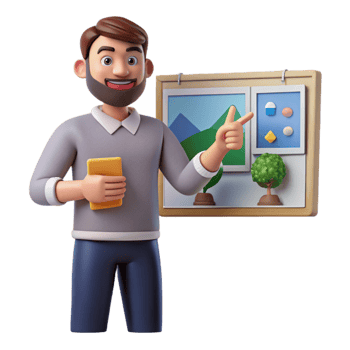 magnificent classic Man Presenting Online with Slideshow Cutout png