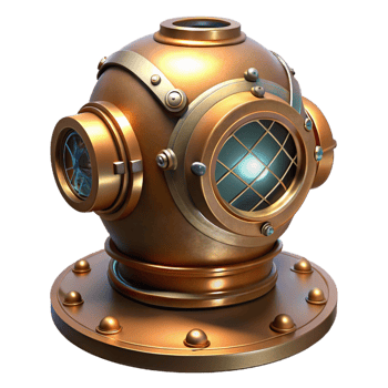 dramatic abstract A Steampunk Diving Helmet with Brass And premium png