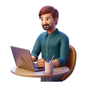 vibrant modern Man Taking Notes During Online Meeting Cutout authentic png
