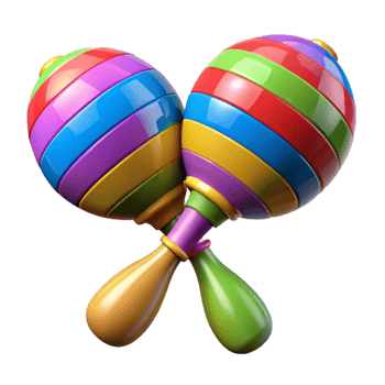 serene classic Maracas Colorful Pattern Isolated Element Transparent Background professional png