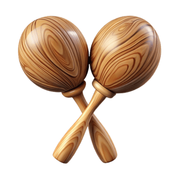 stunning classic Maracas Handles Wood Grain Transparent Background Cutout authentic png