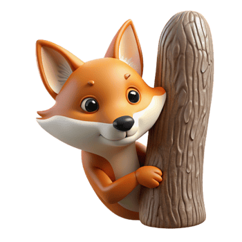 serene rustic A Curious Fox Peering out from Behind a T genuine png