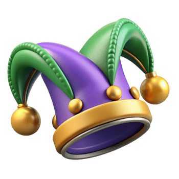 extraordinary abstract Mardi Gras Jester Hat with Bells Cutout png
