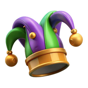 serene rustic Mardi Gras Jester Hat with Bells Cutout exclusive png