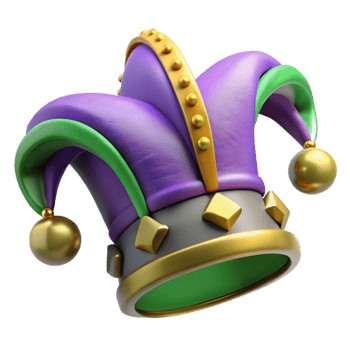 impressive creative Mardi Gras Jester Hat with Bells Cutout professional png