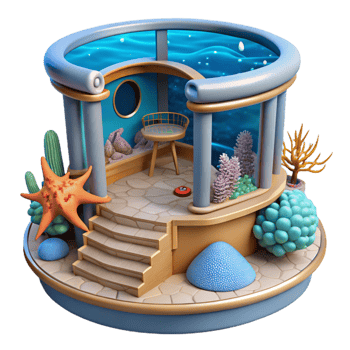 serene traditional Marine Life Observation Deck Underwater View Cutout high quality png