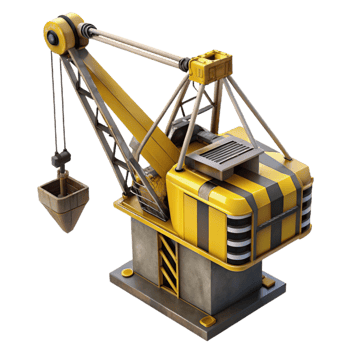 elegant classic Marine Salvage Crane Yellow and Black Isolated exclusive png