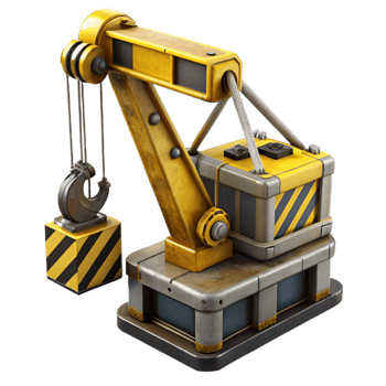 dramatic contemporary Marine Salvage Crane Yellow and Black Isolated authentic png