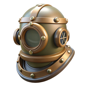wonderful traditional Marine Salvage Diver Helmet Cutout with Reflective Visor exclusive png