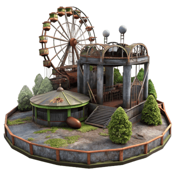 impressive minimalist An Abandoned Amusement Park Overcast Sk detailed png