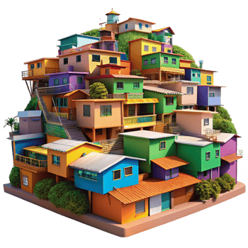 elegant rustic A Colorful Favela Built on a Hillside Vi premium png
