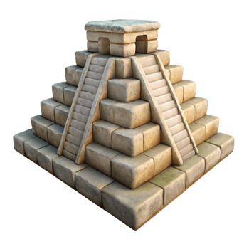 vibrant rustic Mayan Pyramid Stone Texture Front View Transparent Background exclusive png