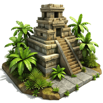magnificent abstract Mayan Temple Ruins Overgrown Vegetation professional png
