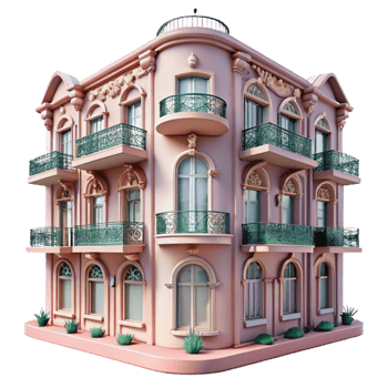 stunning vintage An Art Nouveau Apartment Building Soft Pa premium png
