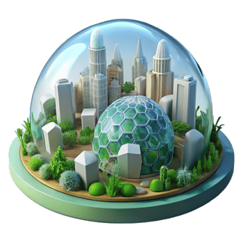serene creative A Futuristic City Built Inside a Giant G 4K png