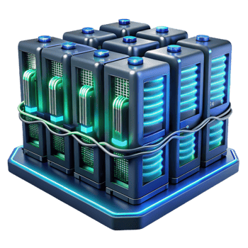 vibrant creative A Futuristic Server Room with Rows of Glo premium png