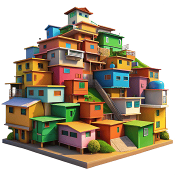 impressive contemporary A Colorful Favela Built on a Hillside Vi premium png