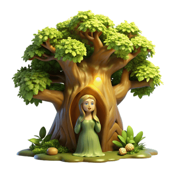 dramatic creative Serene Dryad Emerging from Ancient Oak genuine png
