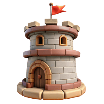 serene classic Medieval Tower with Flag Transparent Background original png