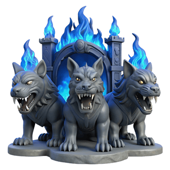beautiful artistic Three-headed Cerberus Fierce Guardian exclusive png