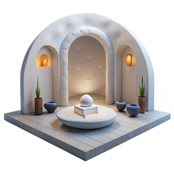 vibrant creative Meditation Room Empty White Walls Transparent Background professional png