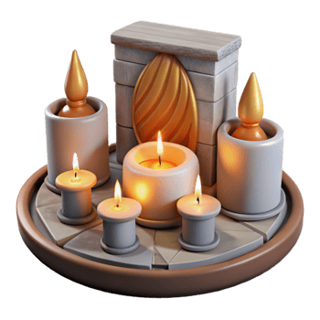 impressive vintage Meditation Room with Candles with Transparent Background professional png