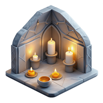 stunning vintage Meditation Room with Candles with Transparent Background genuine png