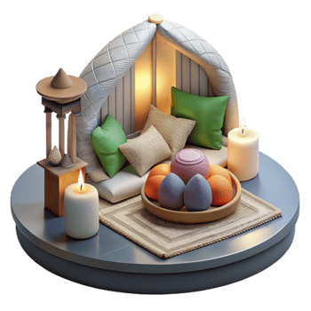 wonderful creative Meditation Space Cushions and Blankets Transparent Background detailed png
