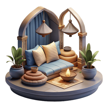 dramatic abstract Meditation Space Cushions and Blankets Transparent Background professional png