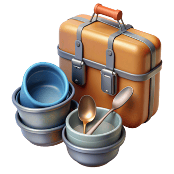 serene rustic Mess Kit Utensils Isolated professional png