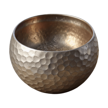 stunning contemporary Metal Bowl with Hammered Texture Isolated high quality png