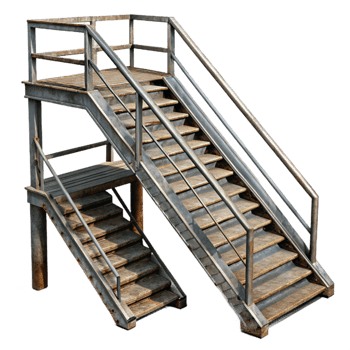 serene artistic Metal Fire Escape Stairs Isolated png