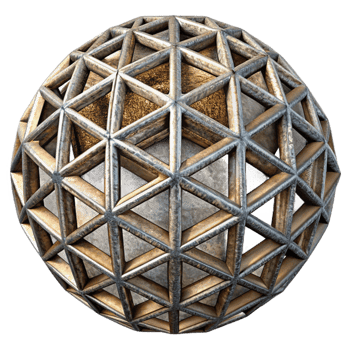 dramatic vintage Metal Grid Sculpture Geometric Pattern Isolated high resolution png