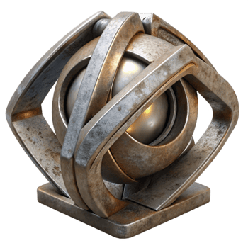 vibrant vintage Metal Sculpture Industrial Design Cutout Isolated genuine png