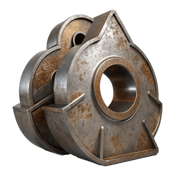 serene abstract Metal Sculpture with Industrial Design Cutout detailed png