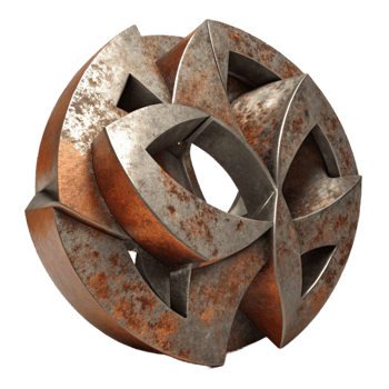 wonderful vintage Metal Sculpture with Industrial Design Cutout premium png