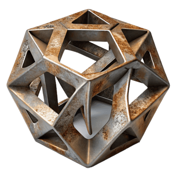 stunning abstract Metal Sculpture with Welded Design Cutout professional png