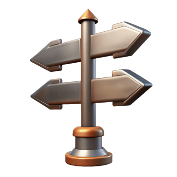 elegant minimalist Metal Signpost Directional Arrows Isolated authentic png