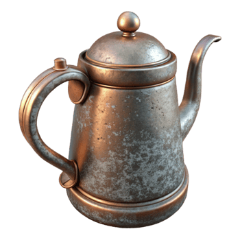 serene minimalist Metal Teapot with Spout and Handle Isolated premium png