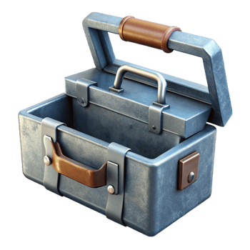 dramatic minimalist Metal Toolbox Open Isolated Element high quality png