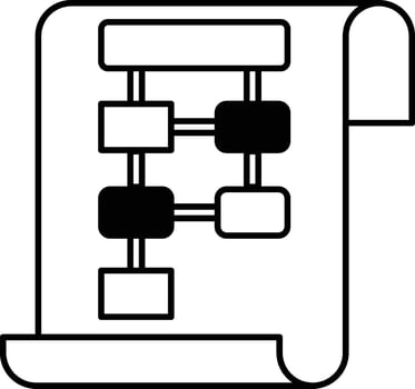 A black and white drawing of a flow chart vector